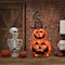 19" Orange LED Stacked Pumpkins with Witch Hat Halloween Decor